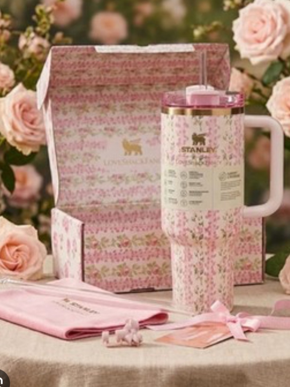 Stanley x Loveshackfancy “blooming heirloom” viral pink roses cup floral flowers - Picture 2 of 10